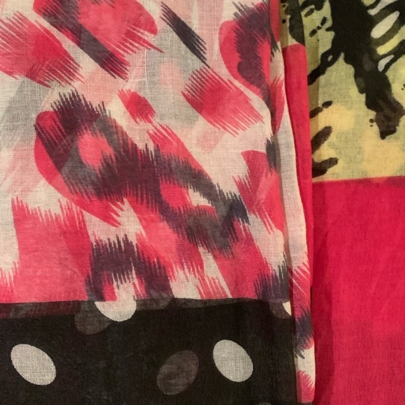 Colorful scarf wrap with black pink yellow circles zebra print colors! - Picture 7 of 8